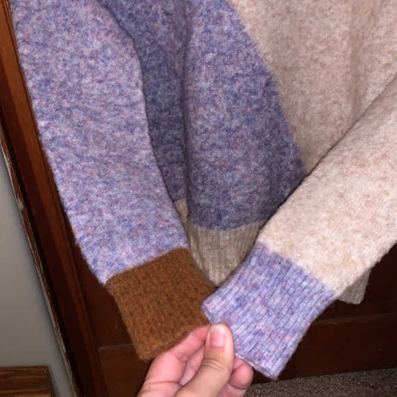 Madewell Cedarbrook Pullover Sweater in Colorblock Size XXS Wool/Camel Hair - Picture 2 of 5